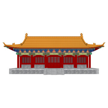 彩繪單檐歇山立面效果