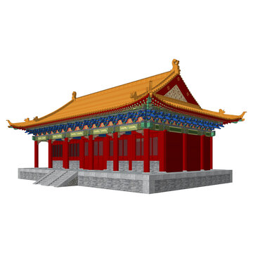 彩繪單檐歇山軸測(cè)效果
