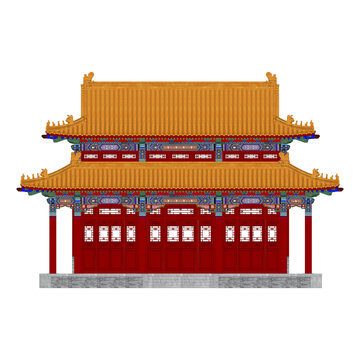 彩繪重檐歇山正立面效果