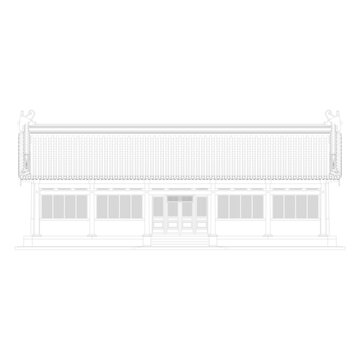 懸山廳堂正立面線稿