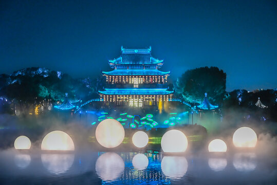 苏州盘门建筑夜景