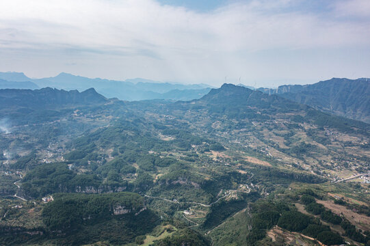 山王坪山峰丘陵航拍自然风光