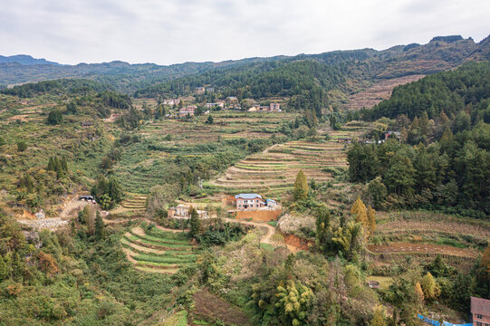 山王坪山峰丘陵航拍自然风光