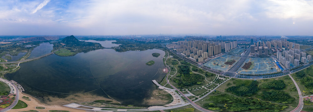 山东济南华山湖航拍全景