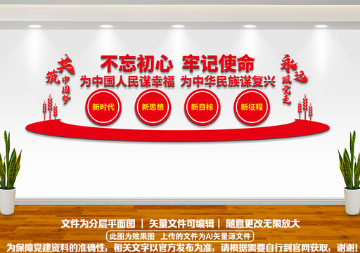 不忘初心文化墻