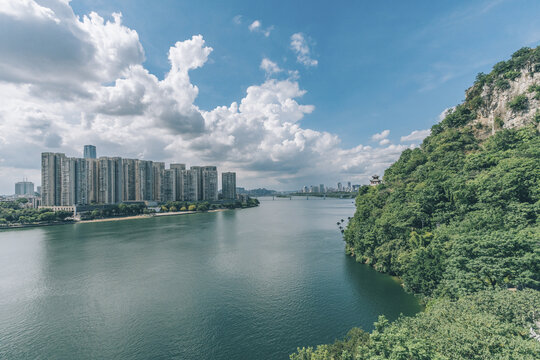 广西柳州城市风光山水与建筑