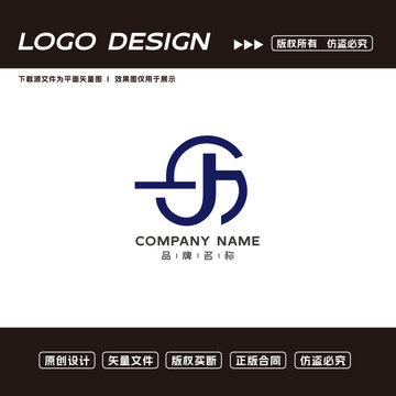 JH字母logo标志