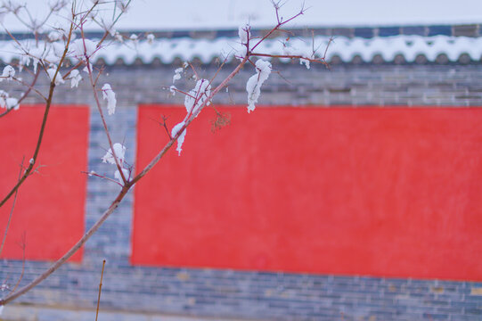 红墙白雪