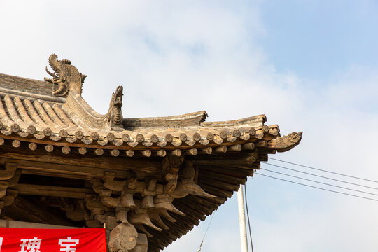 临汾魏村牛王庙元代戏台特写