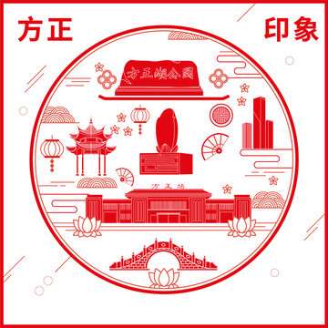 方正縣窗花剪紙年畫地標圖案