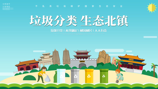 北鎮(zhèn)市垃圾分類回收海報展板