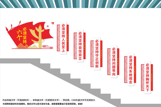 六個(gè)必須堅(jiān)持樓梯文化墻