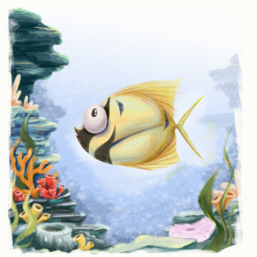 海底世界海洋鱼类套图背景绘本