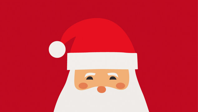 戴着红帽子和白胡子的圣诞老人