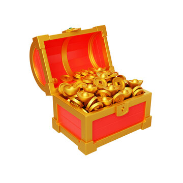 春節(jié)寶箱發(fā)財(cái)新年金幣金元寶3D