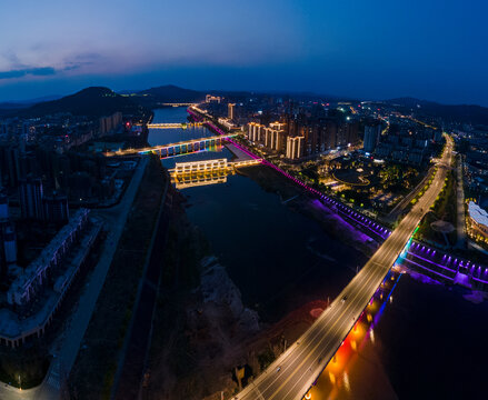 四川梓潼县夜景航拍