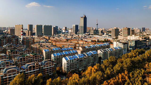 秋季的中国长春市城区风景