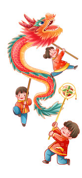 龍年純手繪場(chǎng)景海報(bào)素材