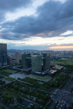 中国杭州钱江新城全景