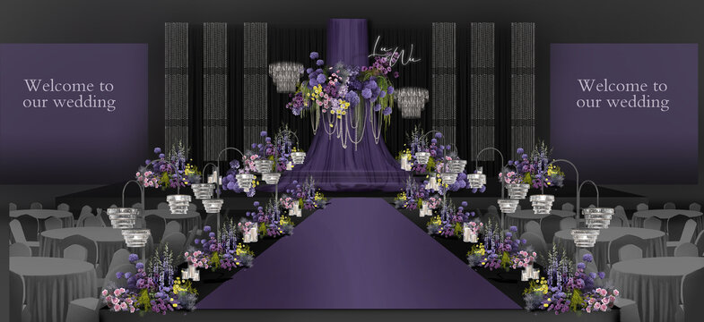 黑紫色秀场风婚礼效果图