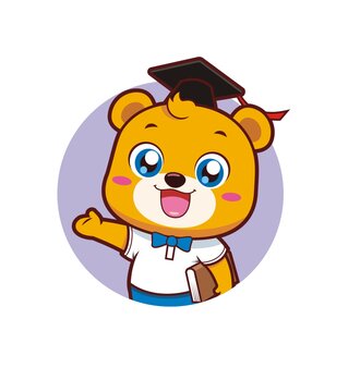 卡通可愛小熊博士半身