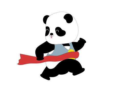 卡通奔跑熊猫