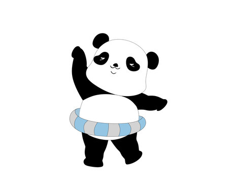 卡通游泳熊貓