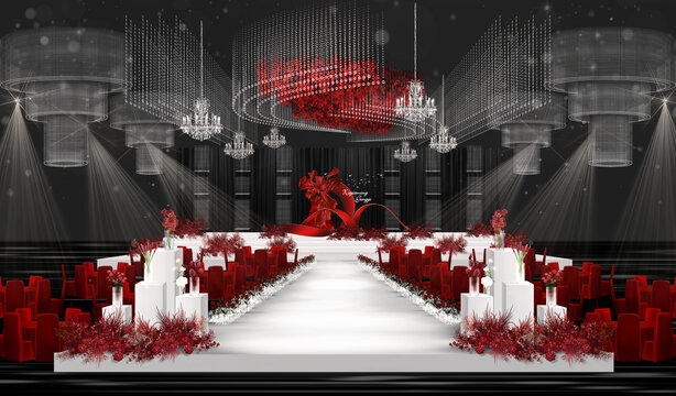 红白色水晶婚礼效果图