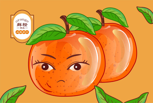 矢量橙子插画