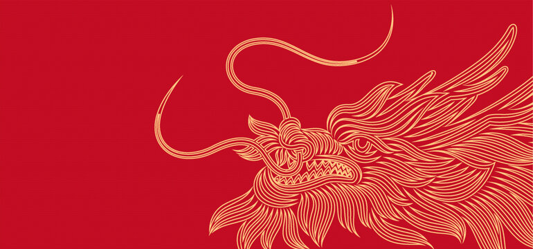 龍線描海報矢量