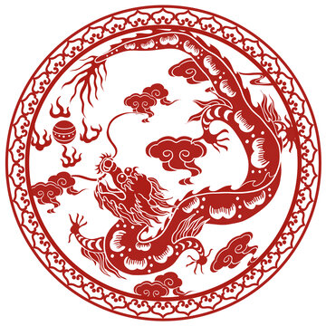 春節(jié)龍年剪紙龍