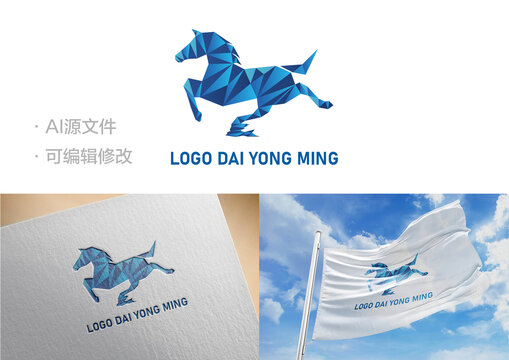 多边形马LOGO马踏飞燕