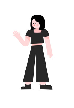 矢量打招呼女孩插畫(huà)元素