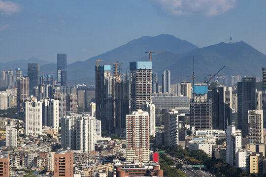 梧桐山下的深圳市区