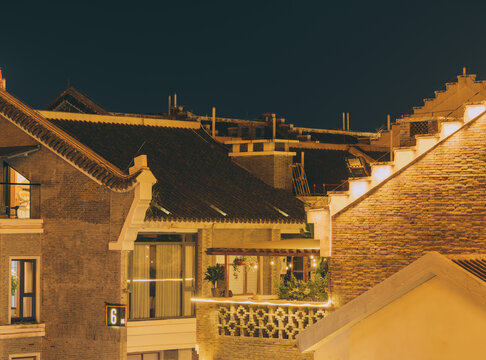柳州窑埠古镇建筑屋顶和阳台