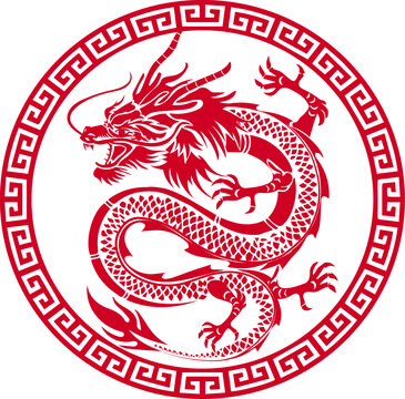 龍年剪紙窗花裝飾插畫(huà)