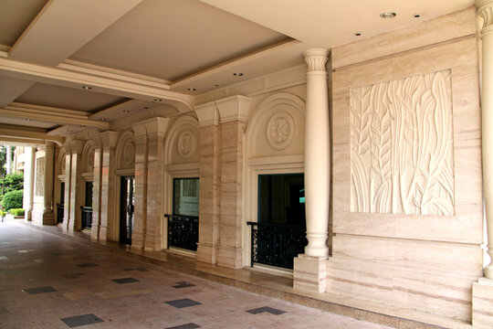 豪华酒店墙面背景浮雕大厅通道