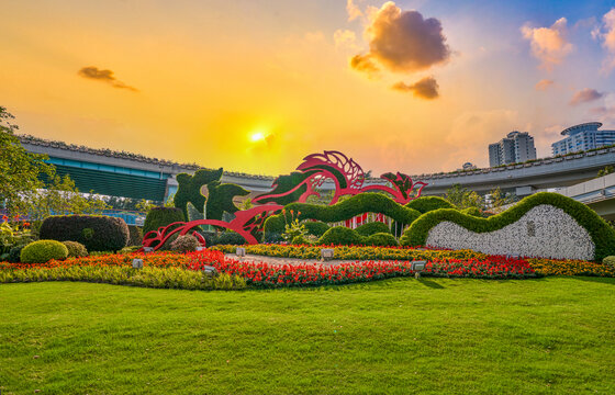 巨型绿雕花坛