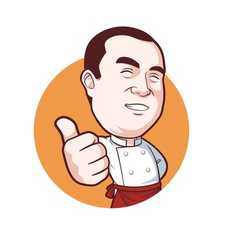 卡通中年廚師半身