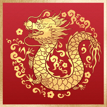 新年金龍剪紙圖案