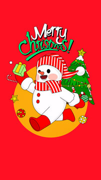 圣诞快乐雪人送礼物海报屏保