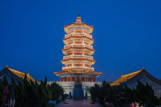 八仙过海会仙阁夜景灯光