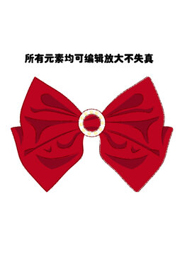 手繪大紅色蝴蝶結(jié)