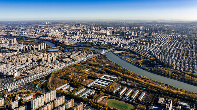 秋季的中国长春城区景观