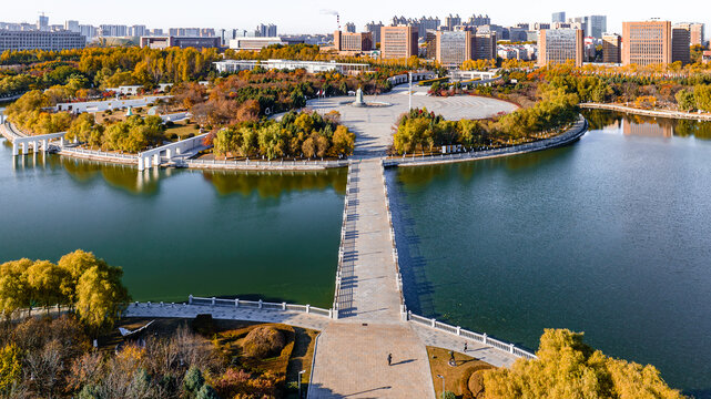 秋季的中国长春城区景观