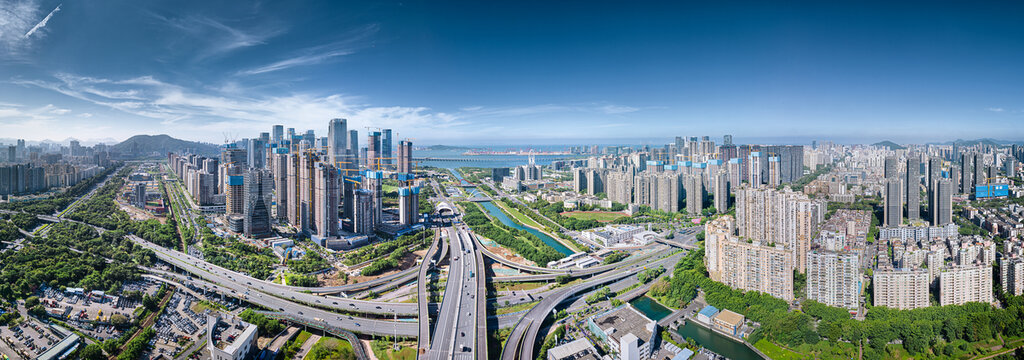 深圳宝安前海蓝天航拍全景