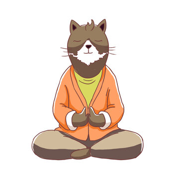 手繪卡通動(dòng)物冥想免摳元素