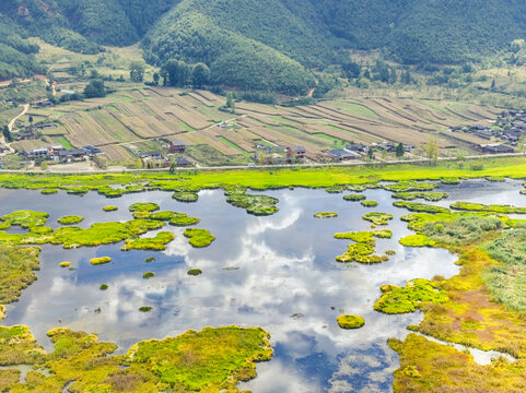 云南丽江泸沽湖草海景色