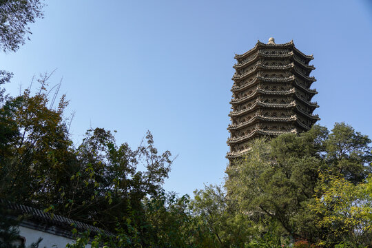 北京大学未名湖畔的水塔