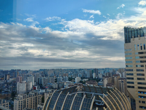 海南海口落日天空城市风景